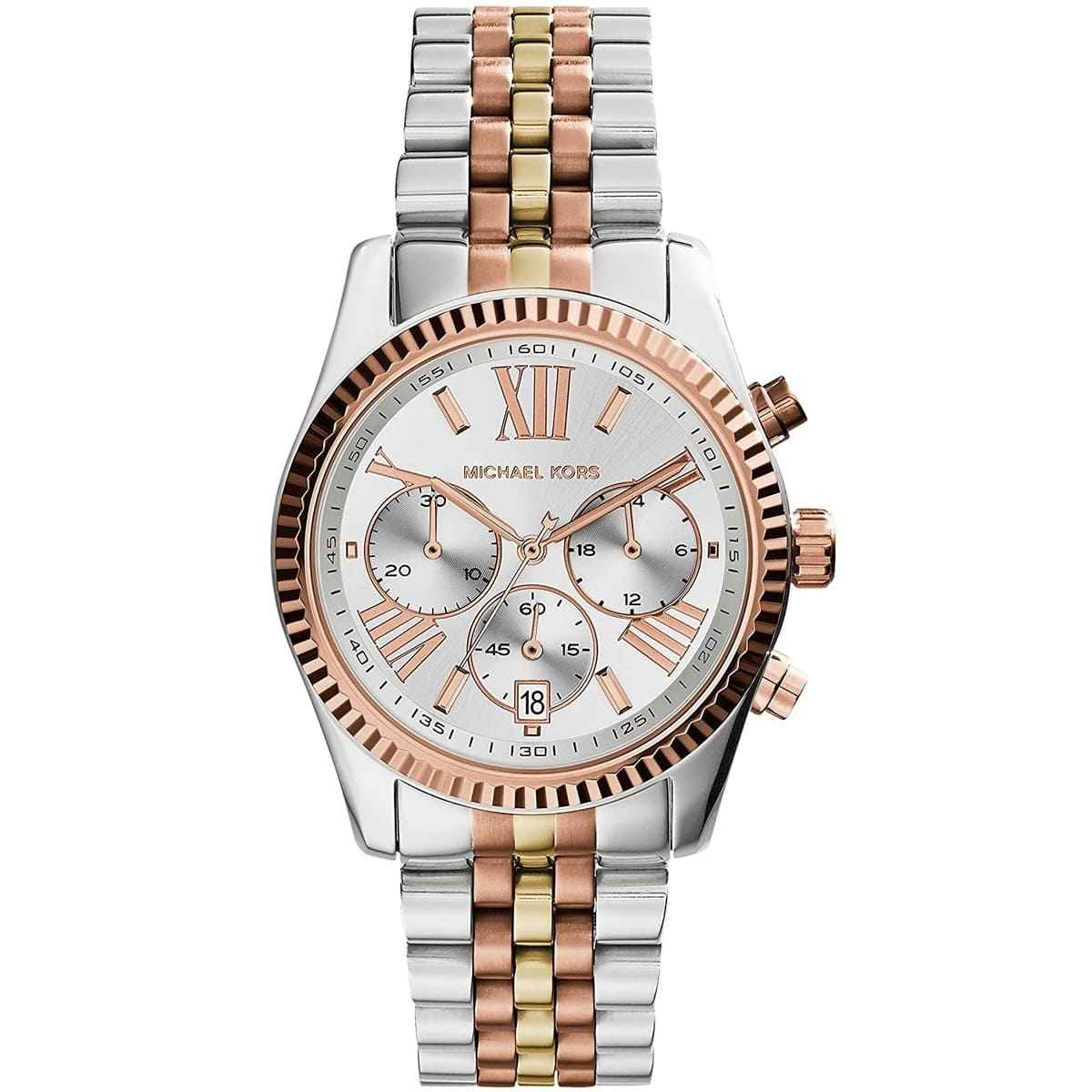 Michael Kors Lexington MK5735 Women's Tri-Tone Stainless Steel Chronograph Watch