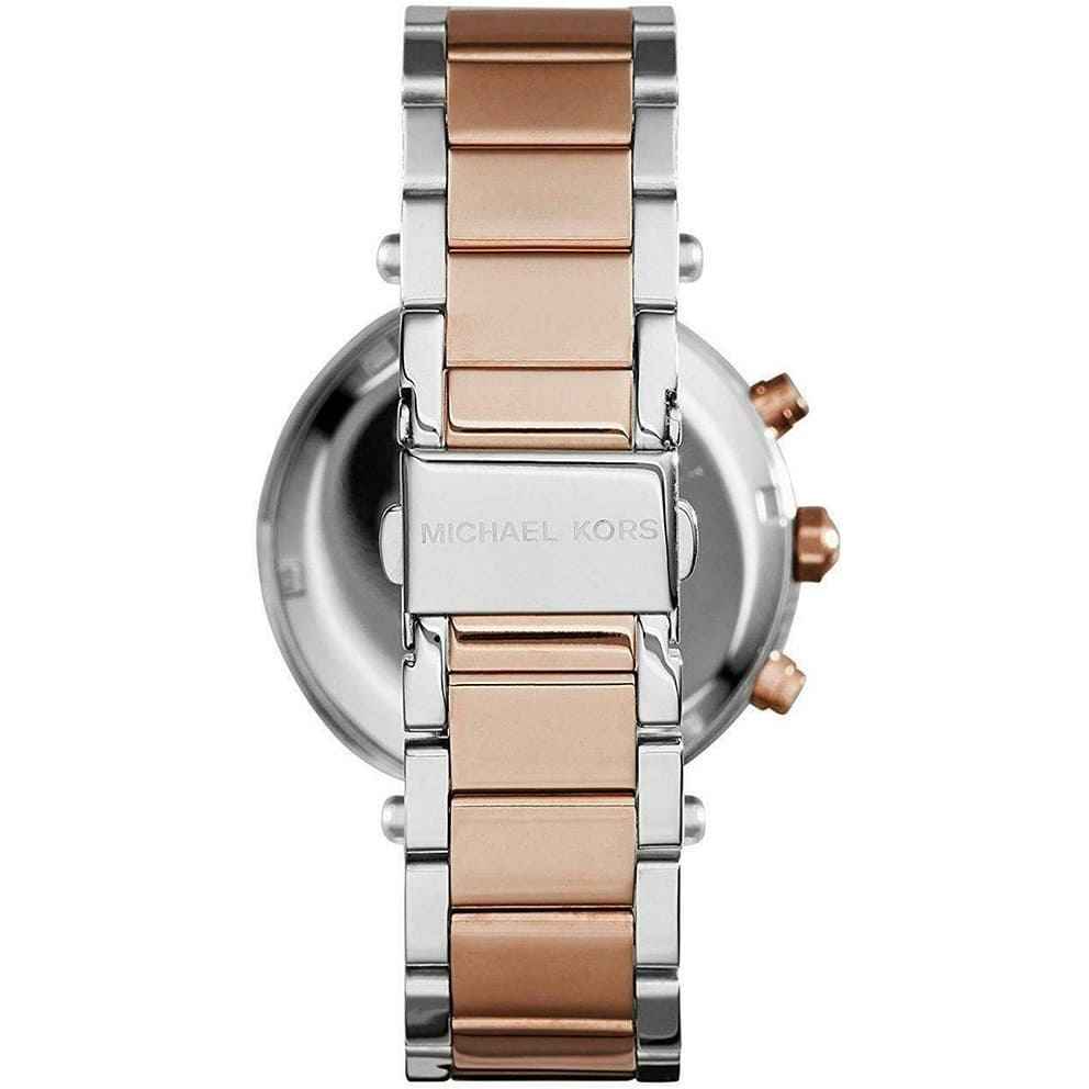 Michael Kors Parker MK5820 Women's White Silver & Rose Gold Stainless Steel Chronograph Watch
