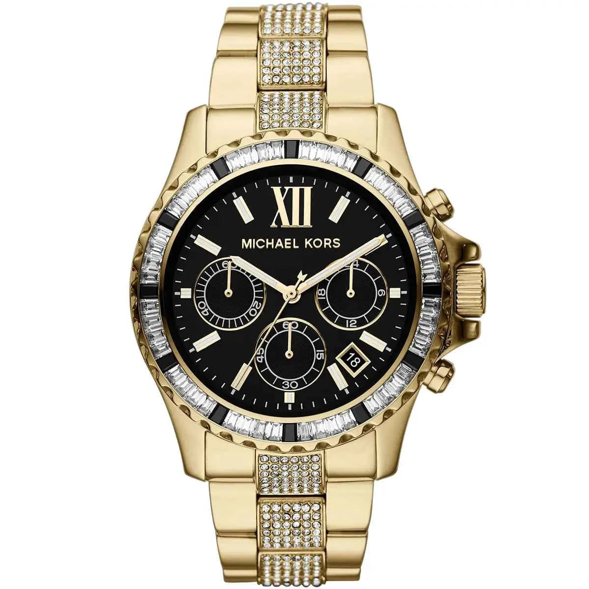 Michael Kors Everest MK5828 Women's Black Gold Stainless Steel Chronograph Watch