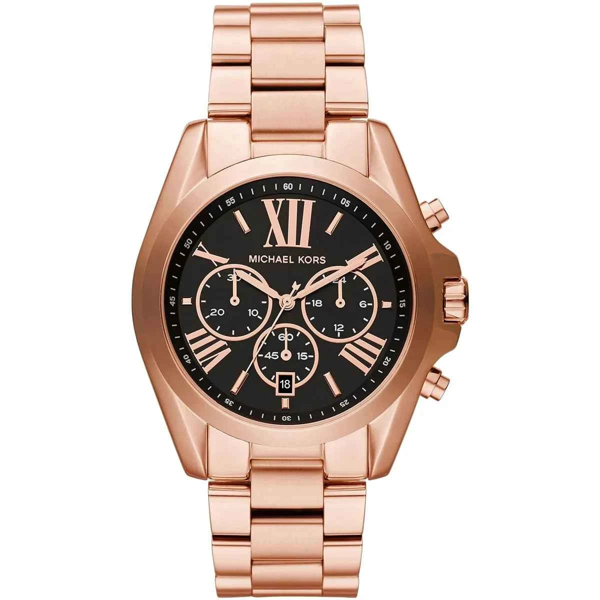 Michael Kors Bradshaw MK5854 Women's Black Rose Gold Stainless Steel Chronograph Watch