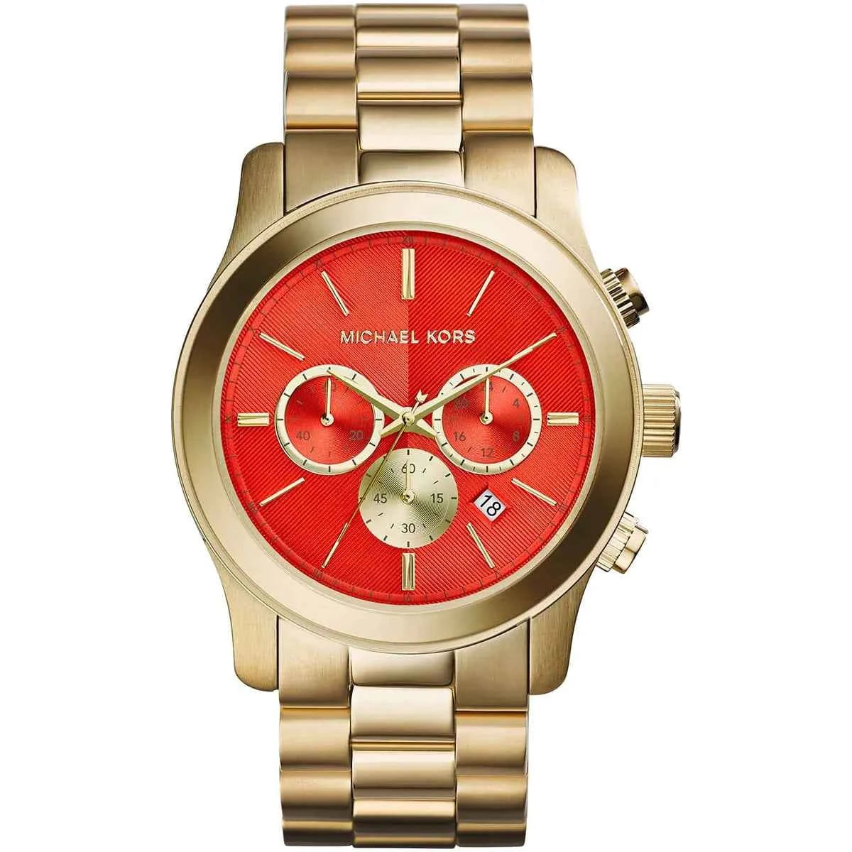 Michael Kors Runway MK5930 Women's Orange Gold Stainless Steel Chronograph Watch