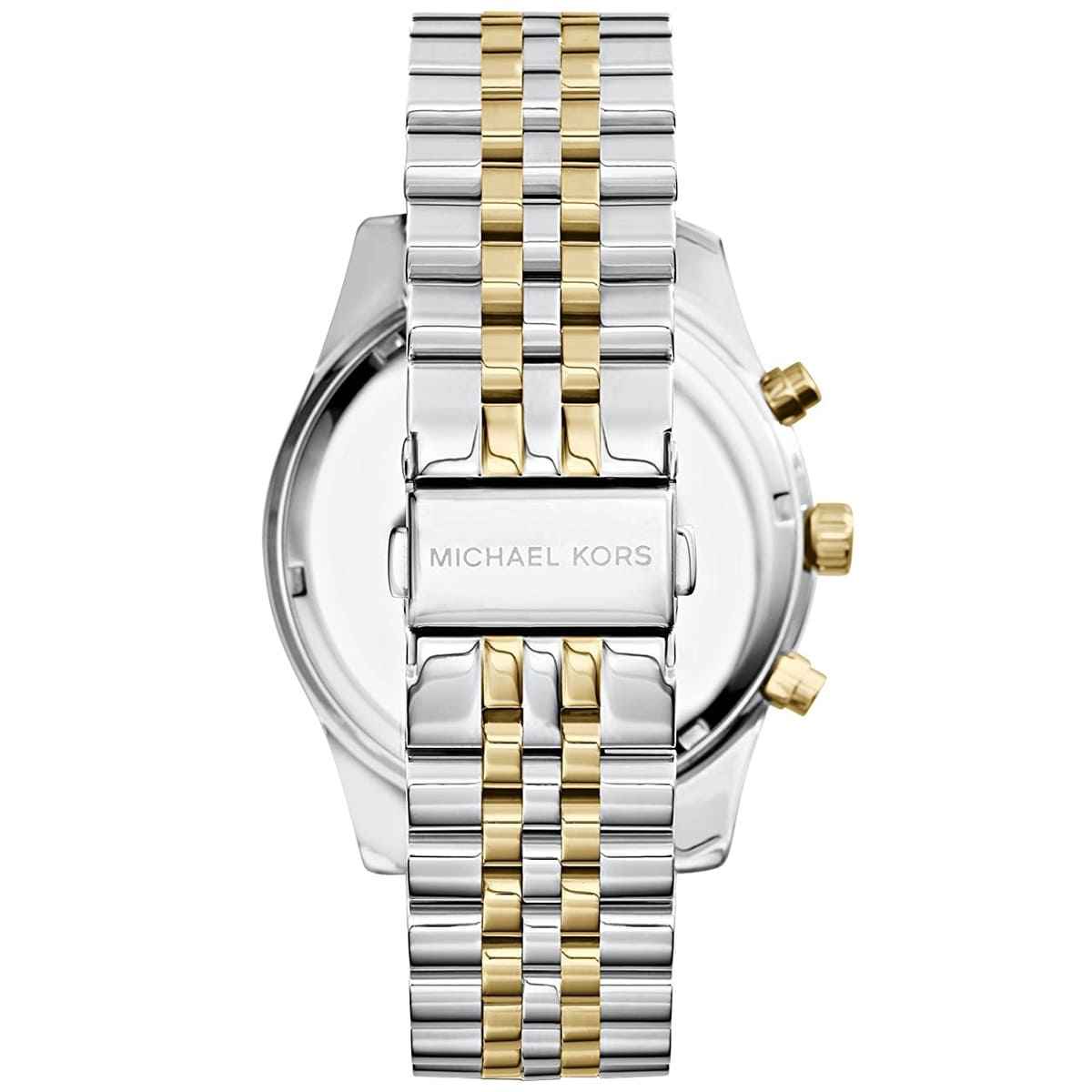Michael Kors Lexington MK5955 Women's Silver & Gold Stainless Steel Chronograph Watch
