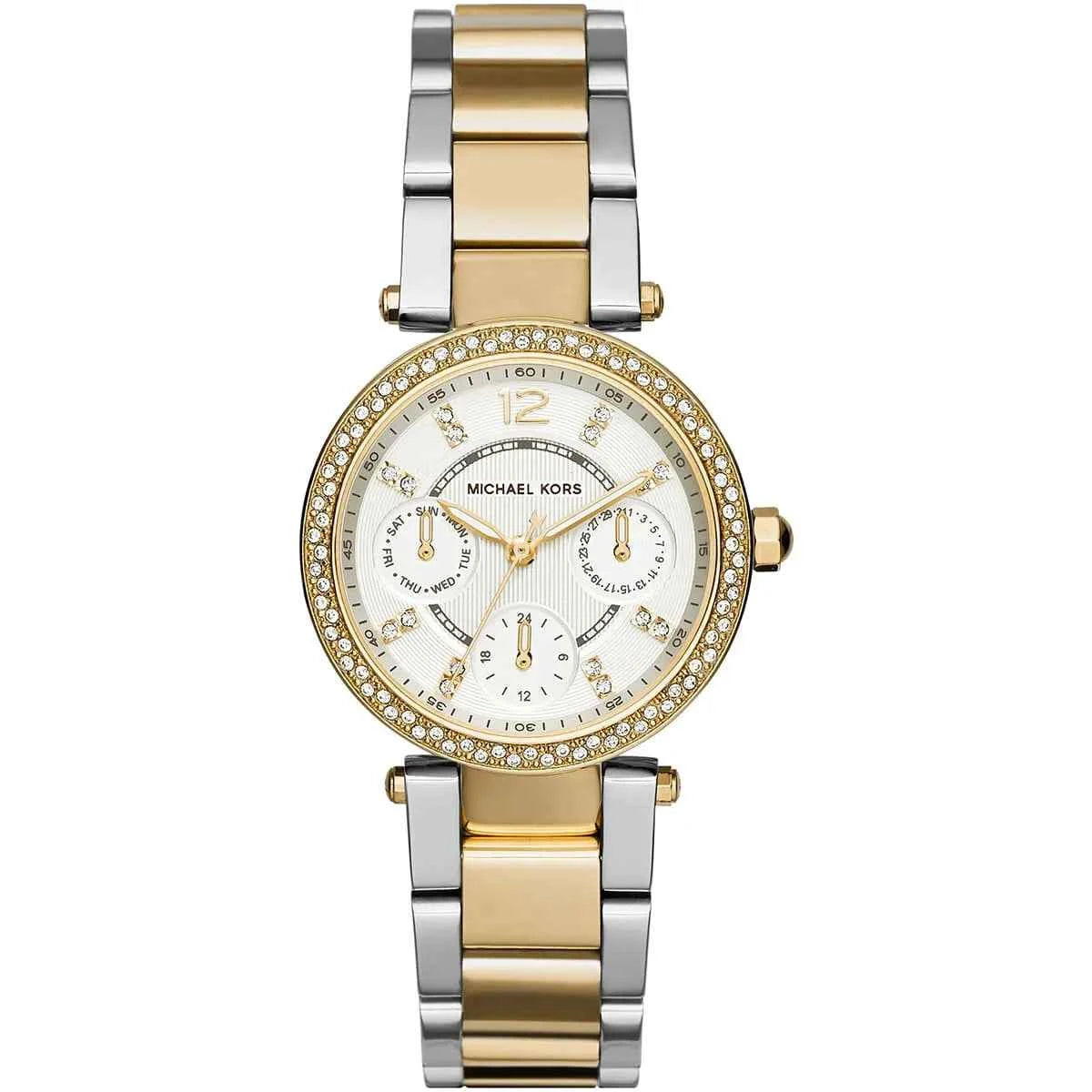 Michael Kors Parker MK6055 Women's Silver & Gold Stainless Steel Watch