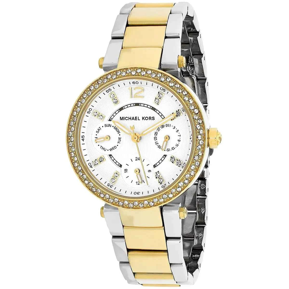 Michael Kors Parker MK6055 Women's Silver & Gold Stainless Steel Watch
