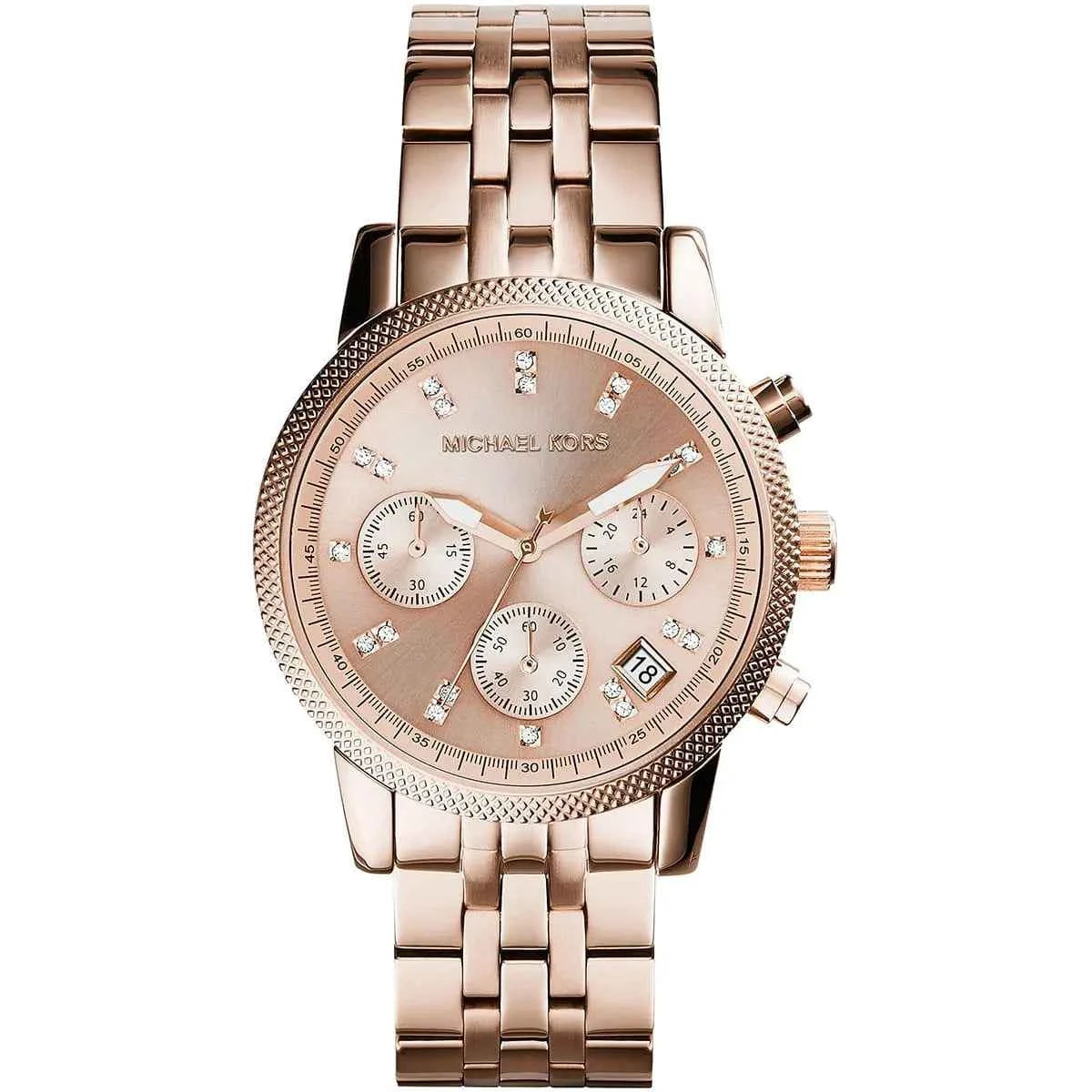 Michael Kors Ritz MK6077 Women's Rose Gold Stainless Steel Chronograph Watch