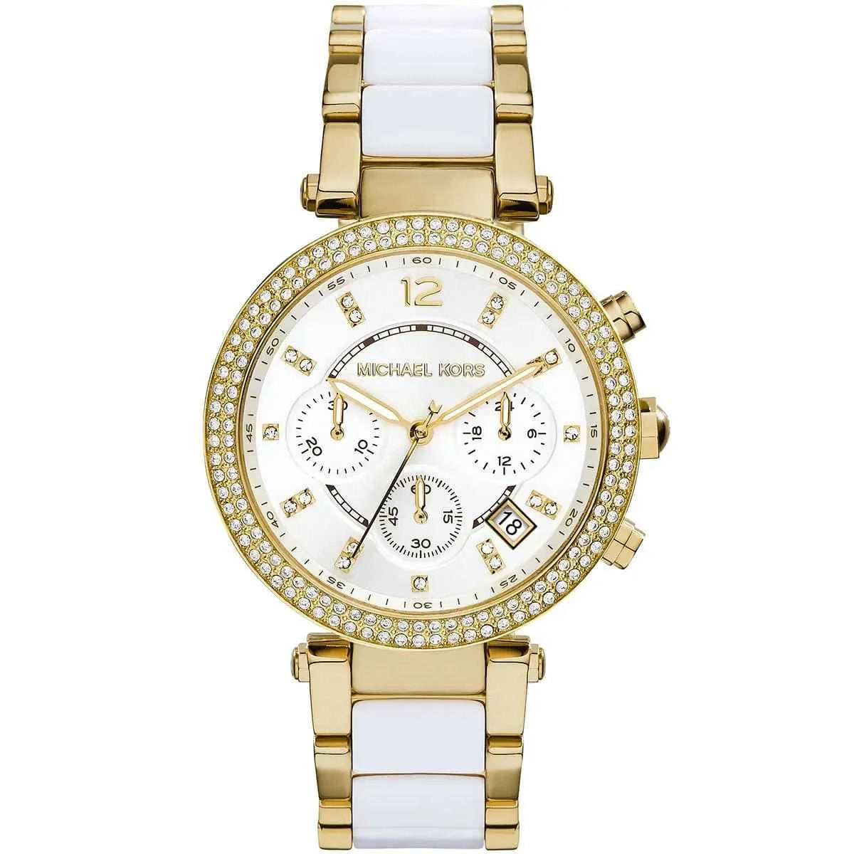Michael Kors Parker MK6119 Women's Gold & White Stainless Steel Chronograph Watch