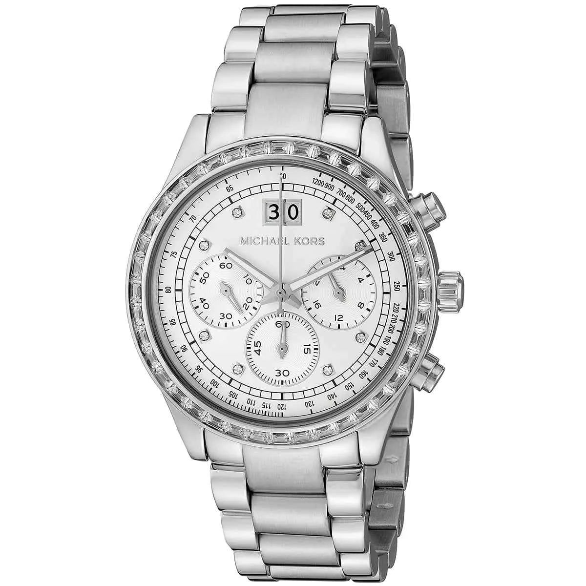 Michael Kors Brinkley MK6186 Women's Silver Dial Stainless Steel Chronograph Watch