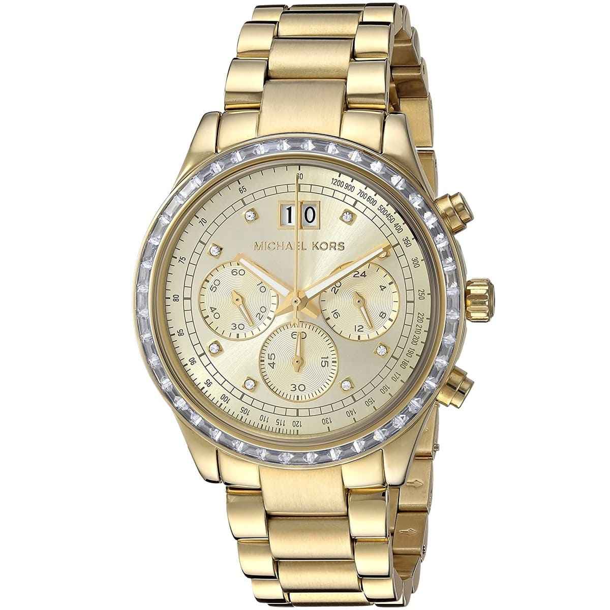 Michael Kors Brinkley MK6187 Women's Gold Dial Gold-Tone Chronograph Watch