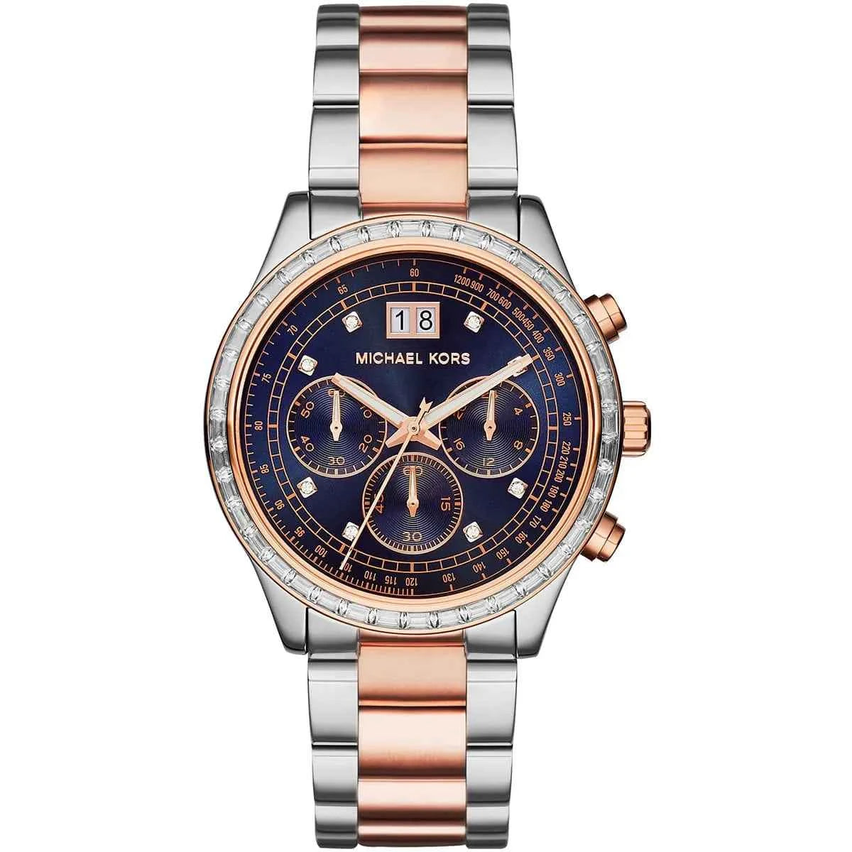Michael Kors Brinkley MK6205 Women's Blue Dial Two-Tone Chronograph Watch