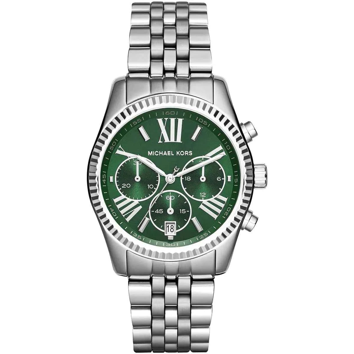 Michael Kors Lexington MK6222 Women's Green Dial Stainless Steel Chronograph Watch