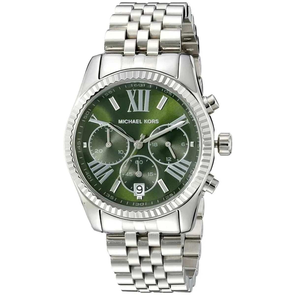 Michael Kors Lexington MK6222 Women's Green Dial Stainless Steel Chronograph Watch