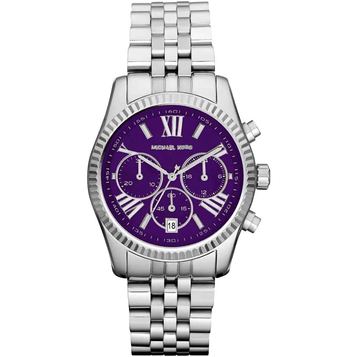 Michael Kors Lexington MK6223 Women's Purple Dial Stainless Steel Chronograph Watch