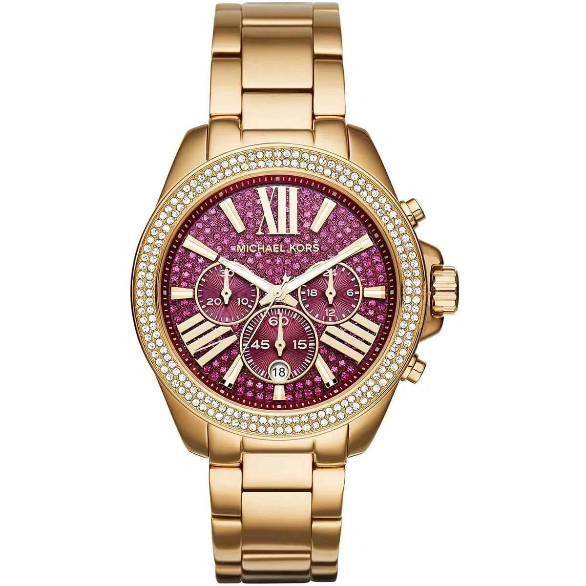 Michael Kors Wren MK6290 Women's Pink Dial Gold-Tone Chronograph Watch