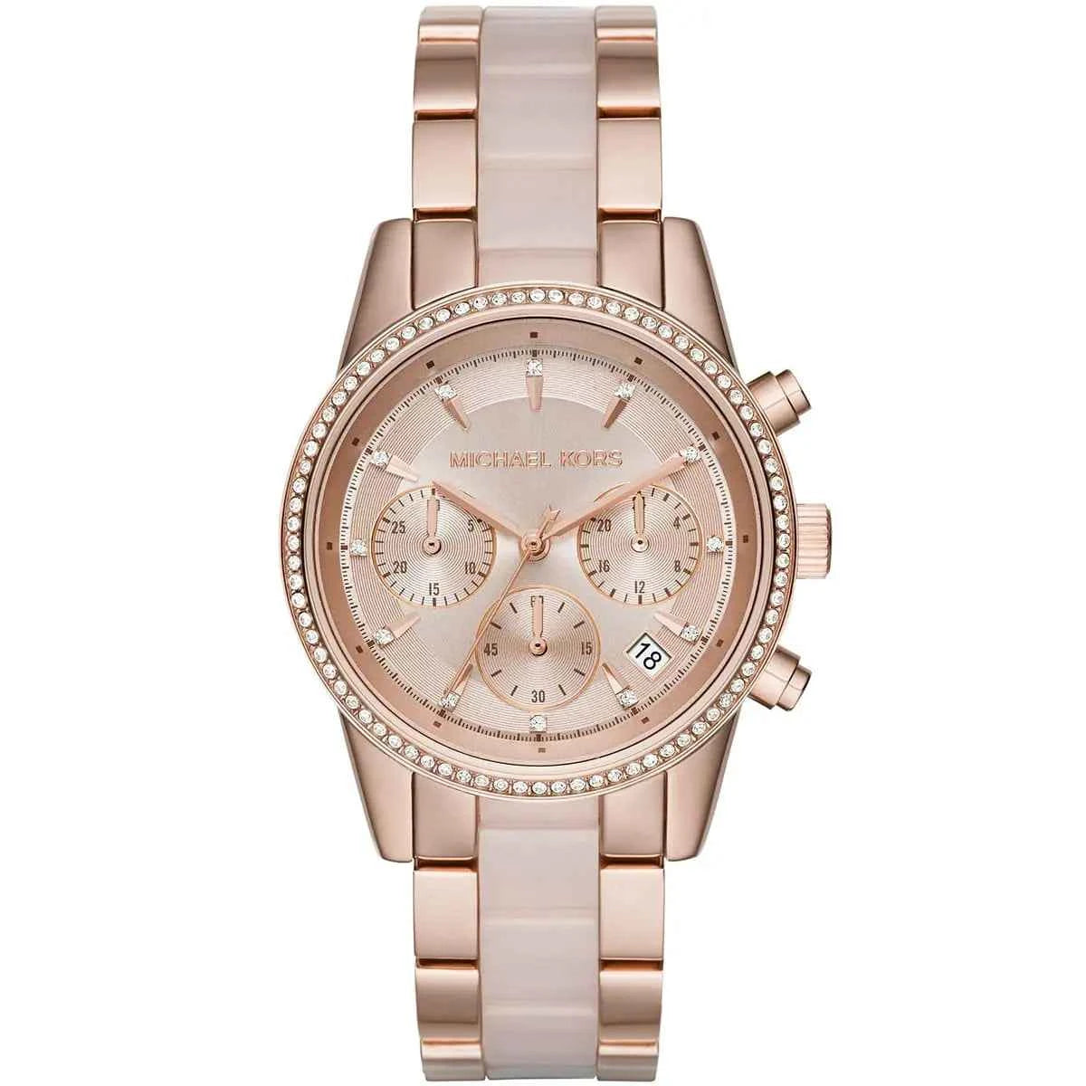 Michael Kors Ritz MK6307 Women's Rose Gold Dial Pink & Rose Gold Chronograph Watch