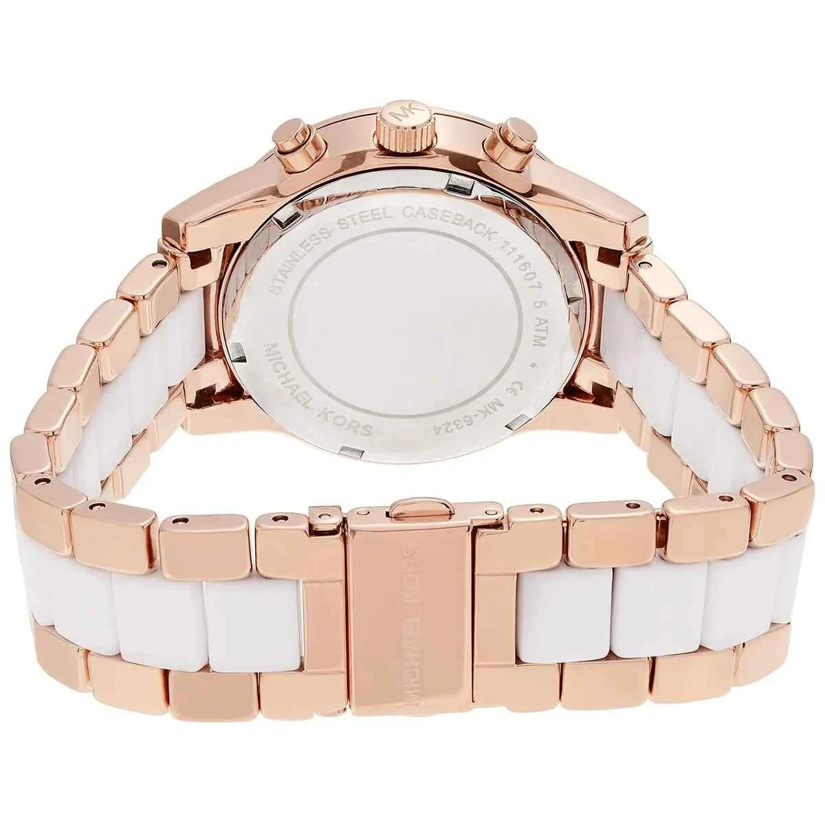 Michael Kors Ritz MK6324 Women's White Dial White & Rose Gold Chronograph Watch