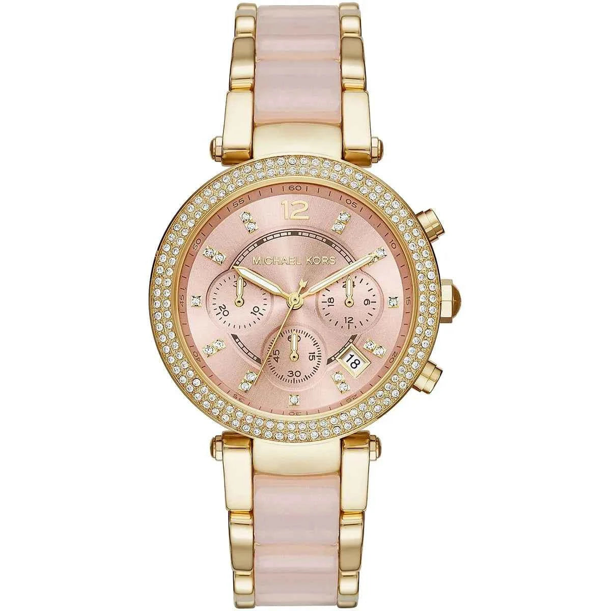 Michael Kors Parker MK6326 Women's Pink Dial Pink & Gold Chronograph Watch