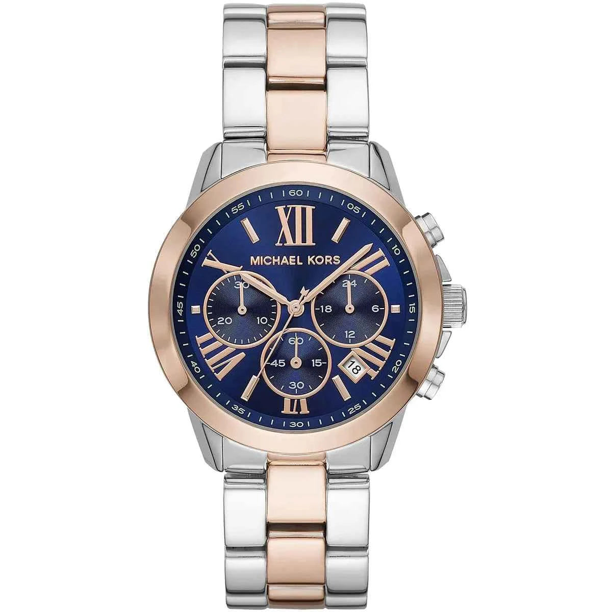 Michael Kors Bradshaw MK6389 Women's Blue Dial Silver & Rose Gold Chronograph Watch