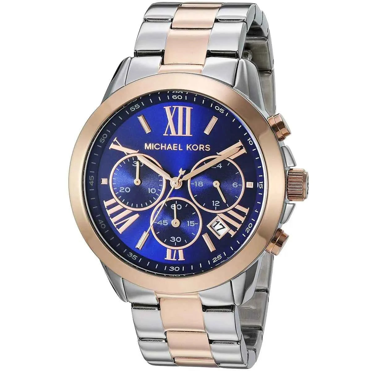 Michael Kors Bradshaw MK6389 Women's Blue Dial Silver & Rose Gold Chronograph Watch