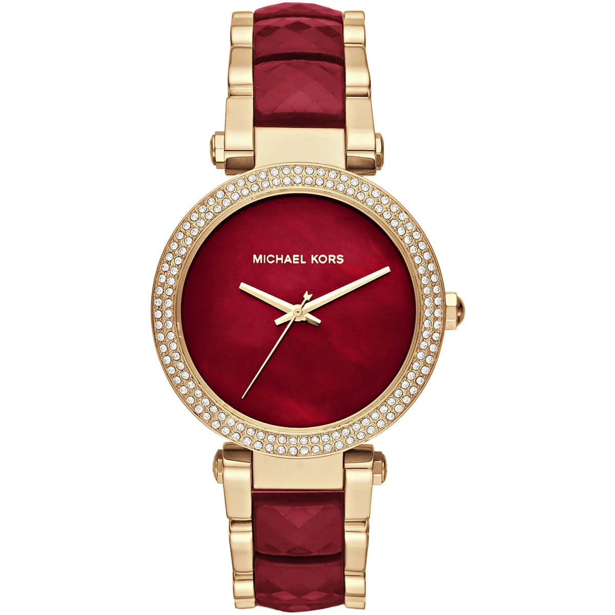 Michael Kors Parker MK6427 women's red dial red and gold stainless steel watch front view