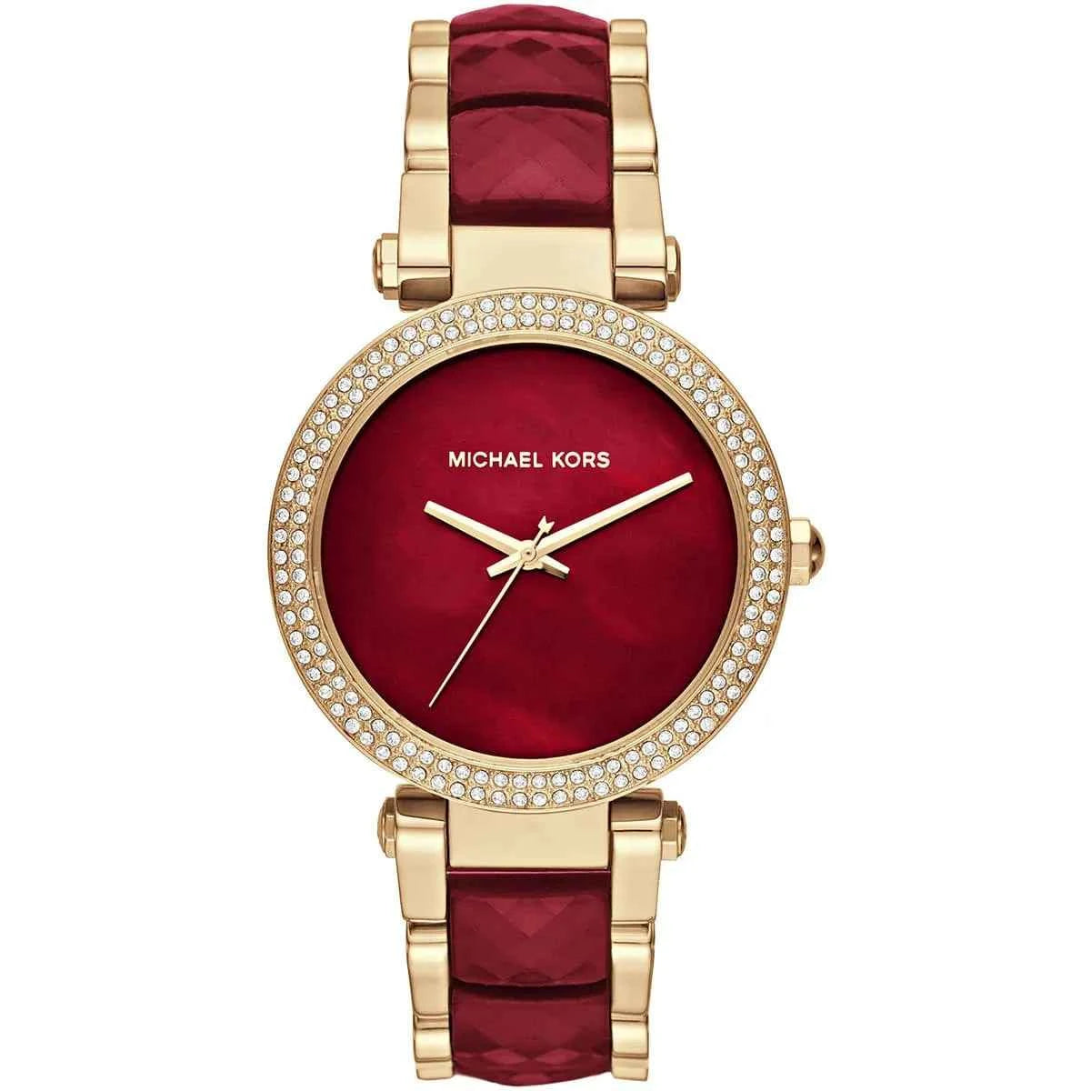 Michael Kors Parker MK6427 Women's Red Dial Red & Gold Stainless Steel Watch