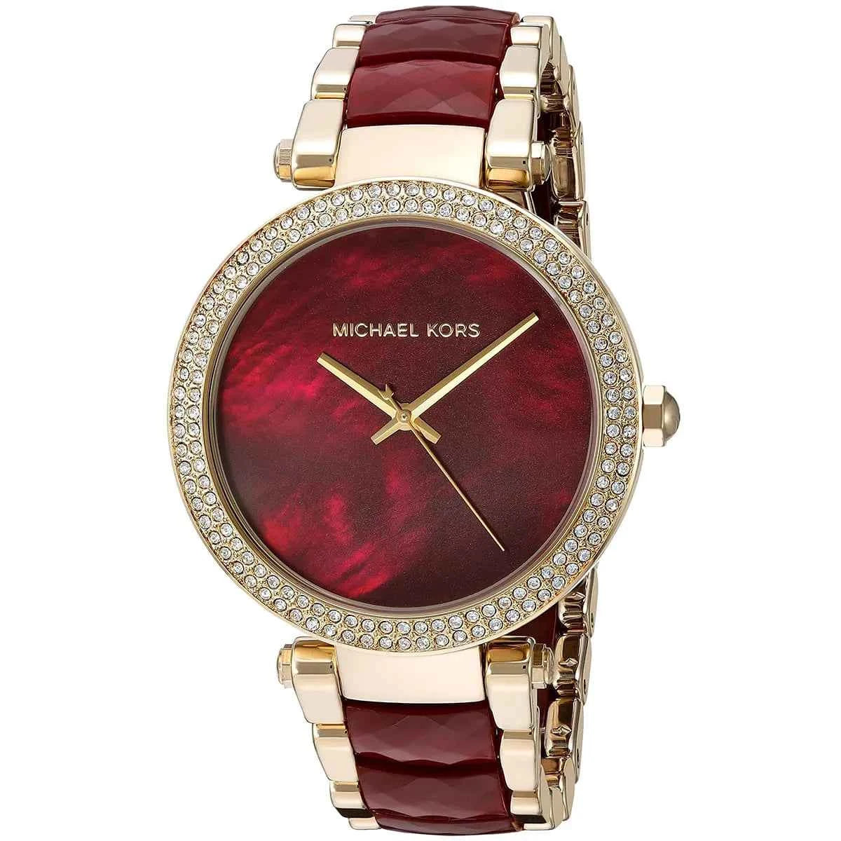 Michael Kors Parker MK6427 Women's Red Dial Red & Gold Stainless Steel Watch