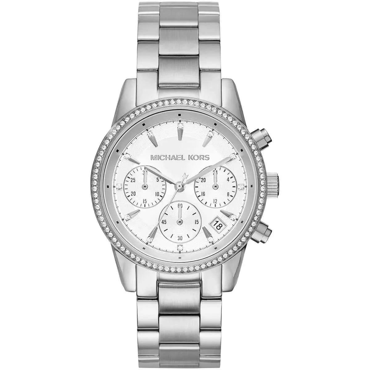 Michael Kors Ritz MK6428 Women's White Dial Silver Chronograph Watch