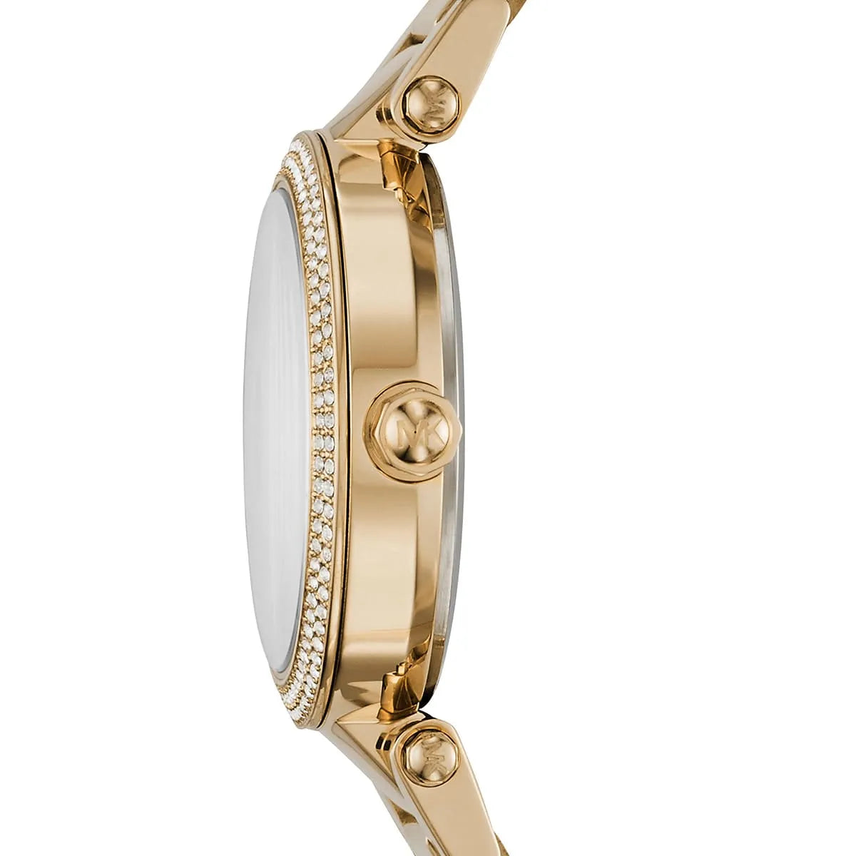 Side profile of Michael Kors Parker MK6469 gold women's watch