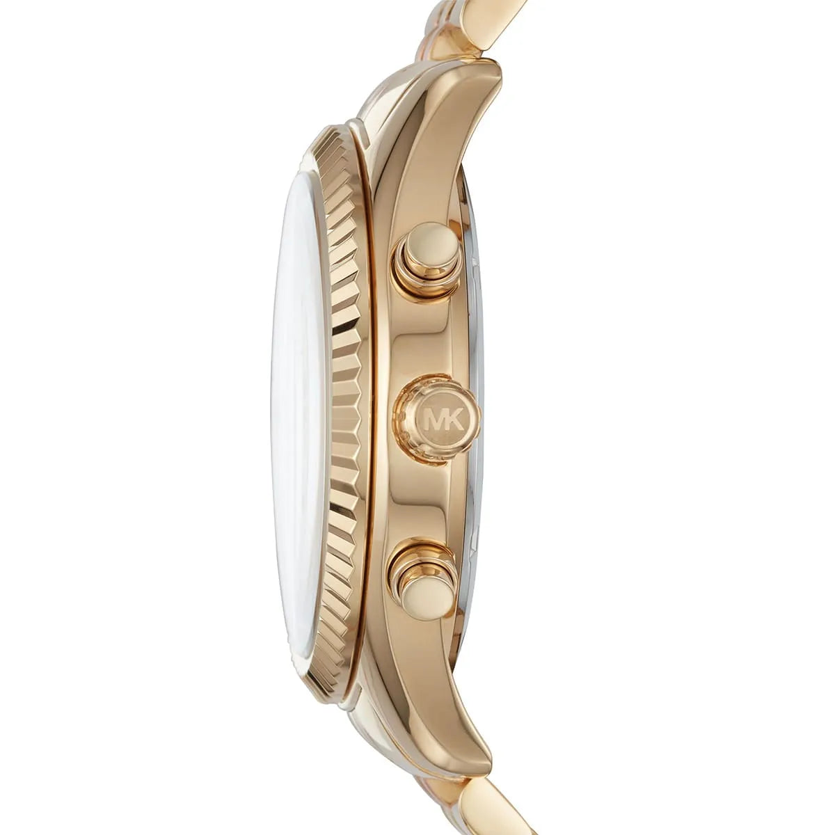 Side profile of Michael Kors Lexington MK6473 two-tone chronograph watch