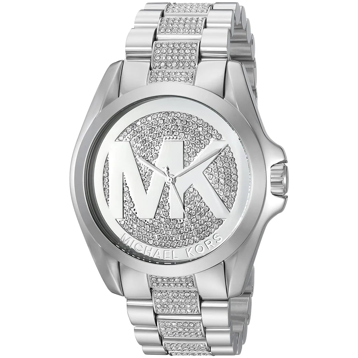 Close-up view of Michael Kors MK6486 silver analog dial