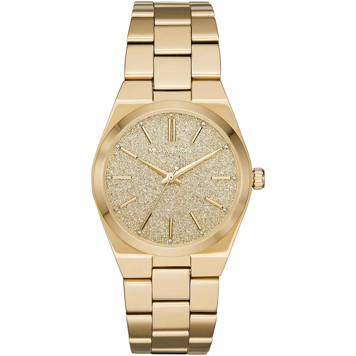 Front view of Michael Kors Channing MK6623 women's gold watch