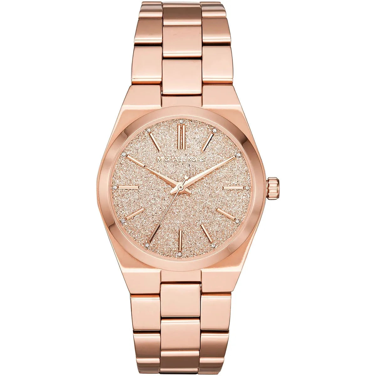 Front view of Michael Kors Channing MK6624 women's rose gold watch