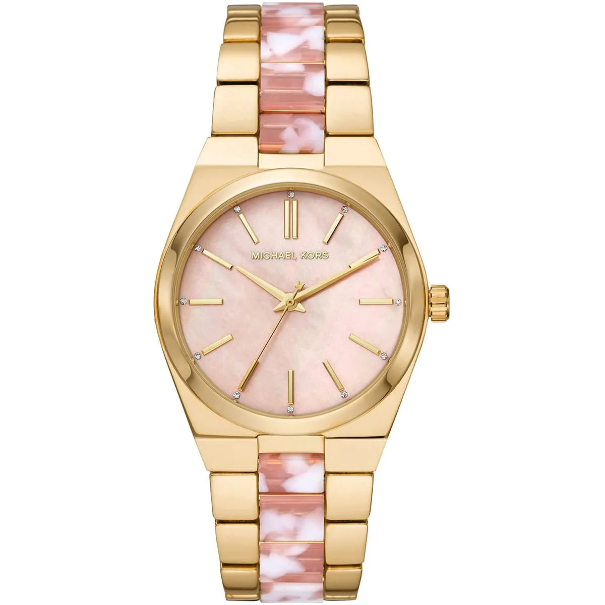 Michael Kors Channing MK6650 women's pink dial pink and gold watch front view