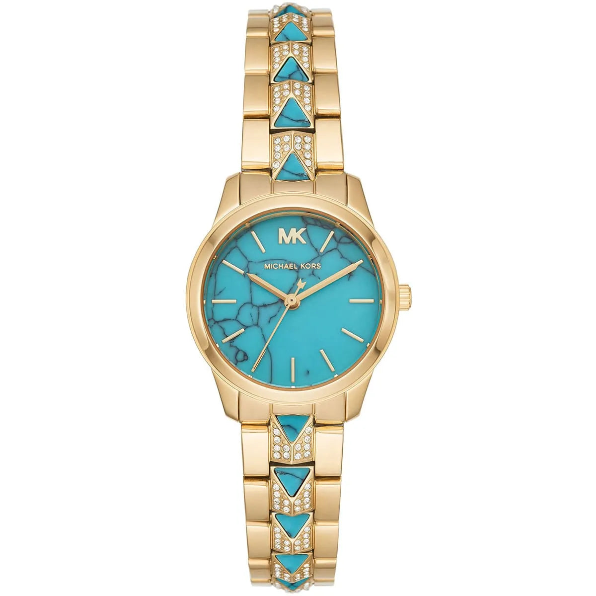 Michael Kors Runway MK6673 women's blue and gold stainless steel watch front view