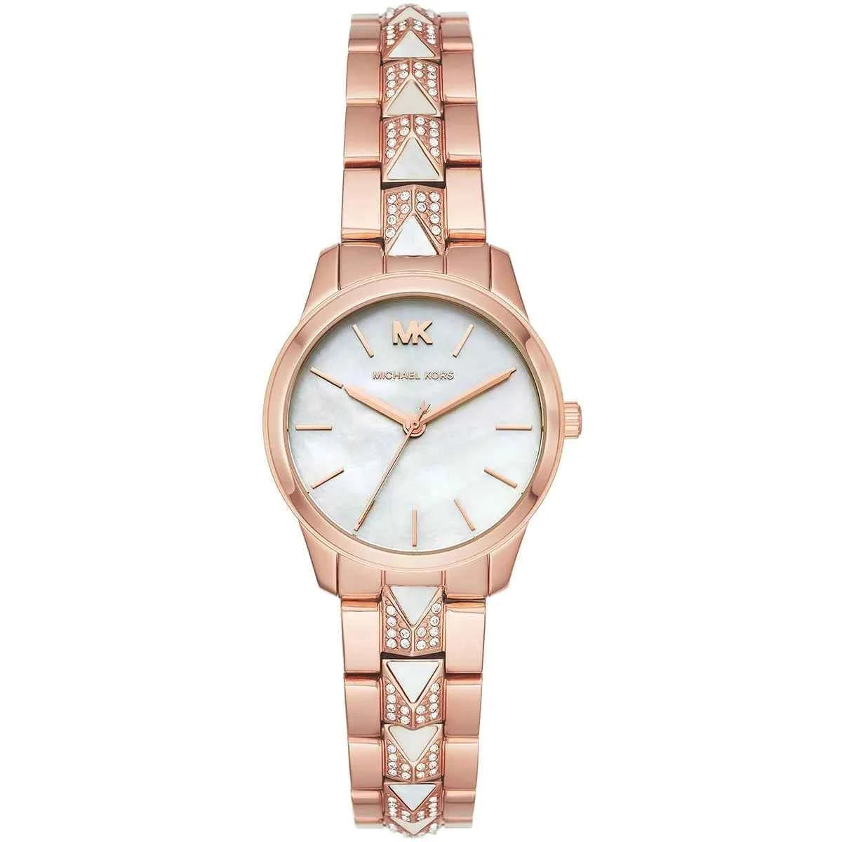 Michael Kors Runway MK6674 Women's White & Rose Gold Stainless Steel Watch