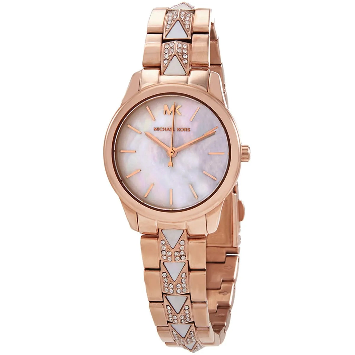 Close-up of Michael Kors MK6674 white analog dial