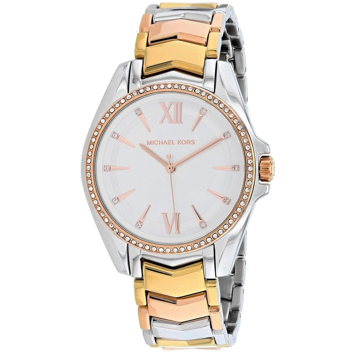 Close-up of Michael Kors MK6686 white analog dial