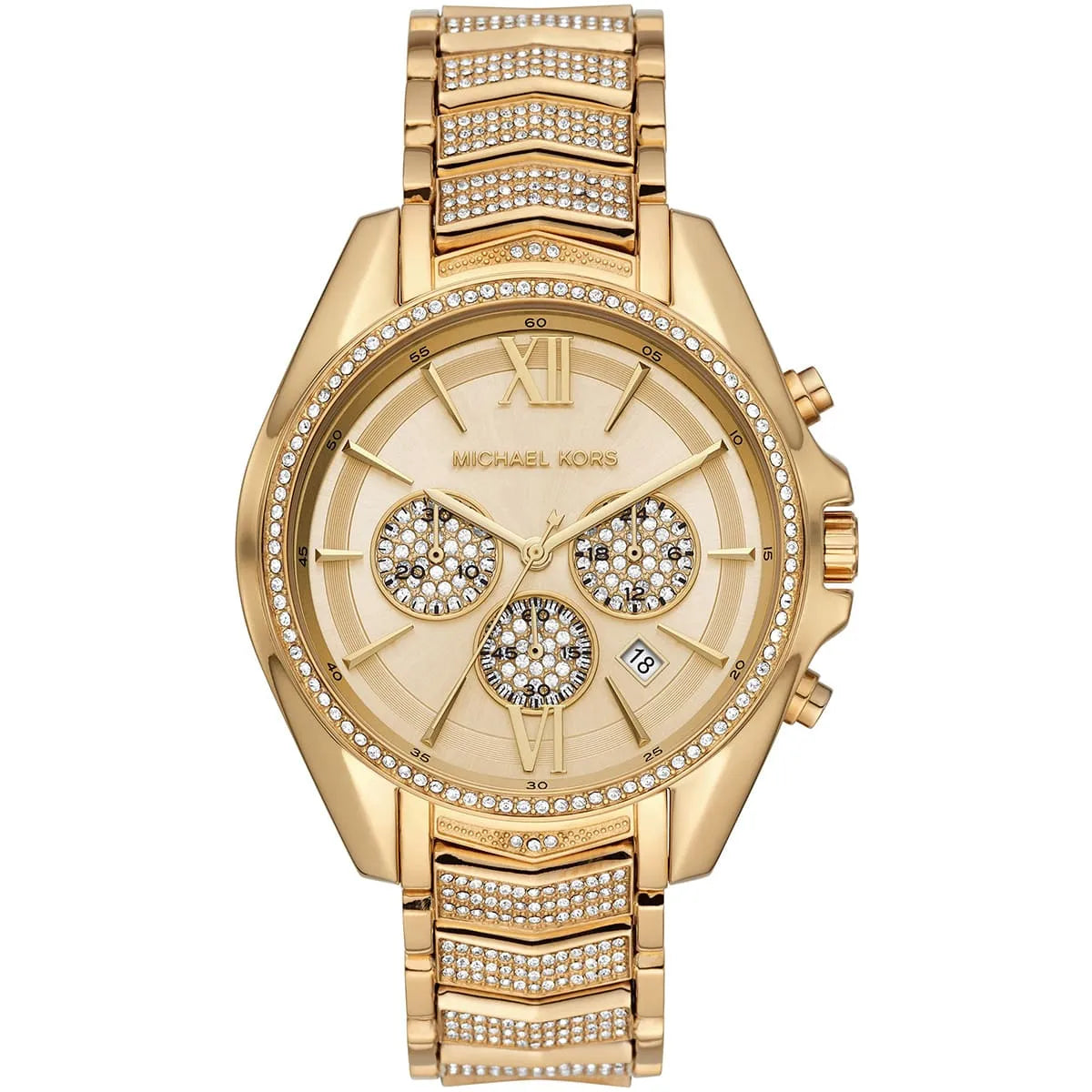 Michael Kors Whitney MK6729 women's gold chronograph dial gold stainless steel watch front view