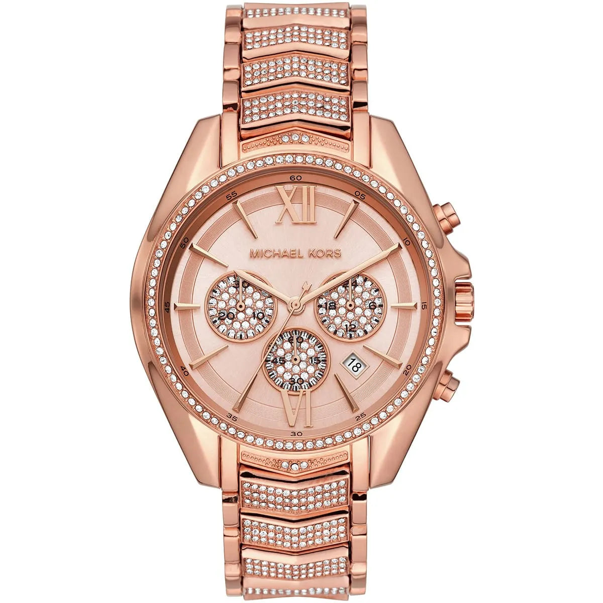Michael Kors Whitney MK6730 women's rose gold chronograph dial stainless steel watch front view