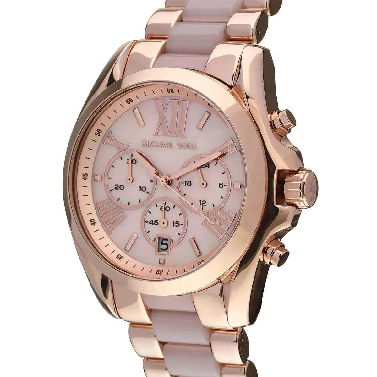 Michael Kors Bradshaw MK6830 Women's Pink Dial Pink & Rose Gold Chronograph Watch