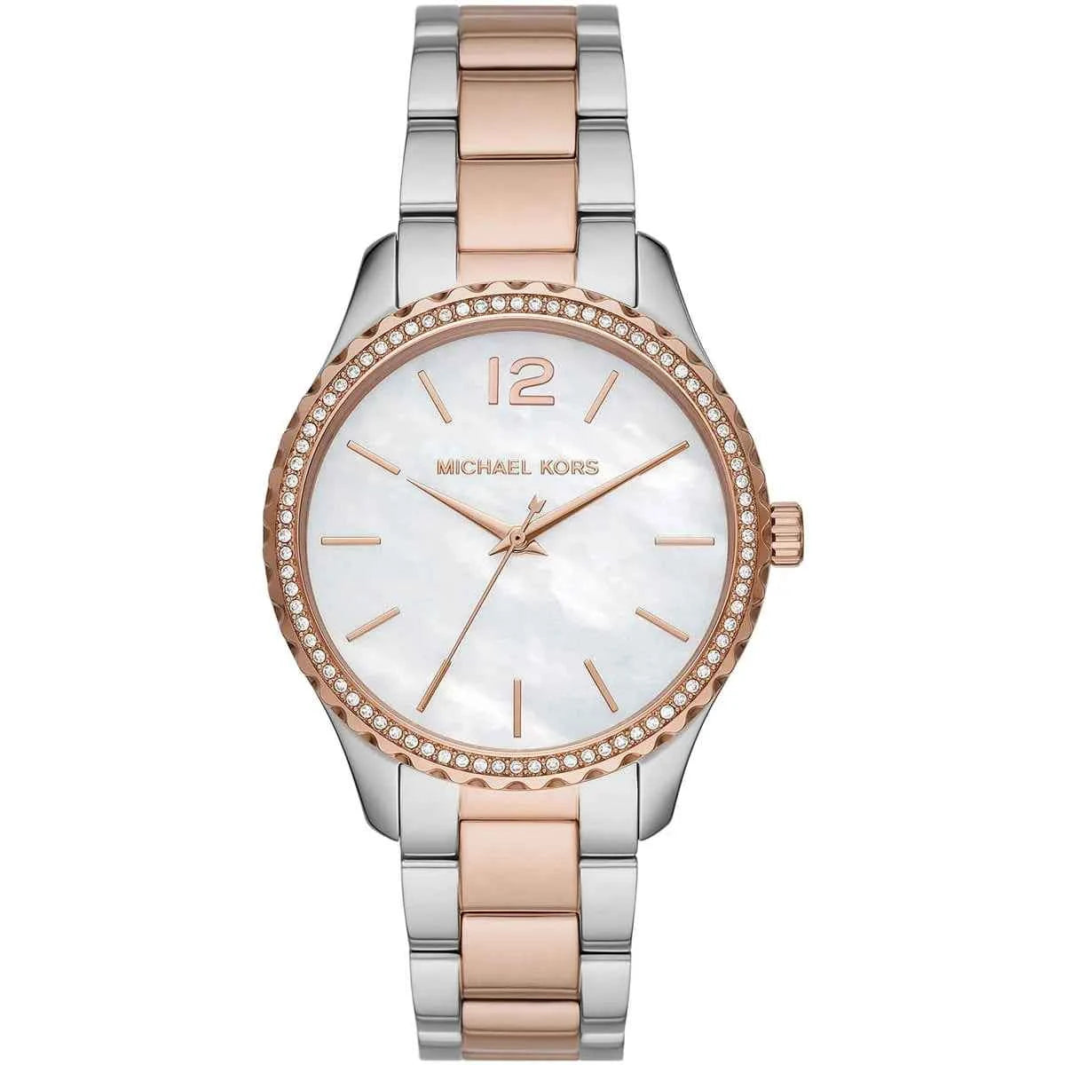 Michael Kors Layton MK6849 Women's White Dial Two-Tone Stainless Steel Watch