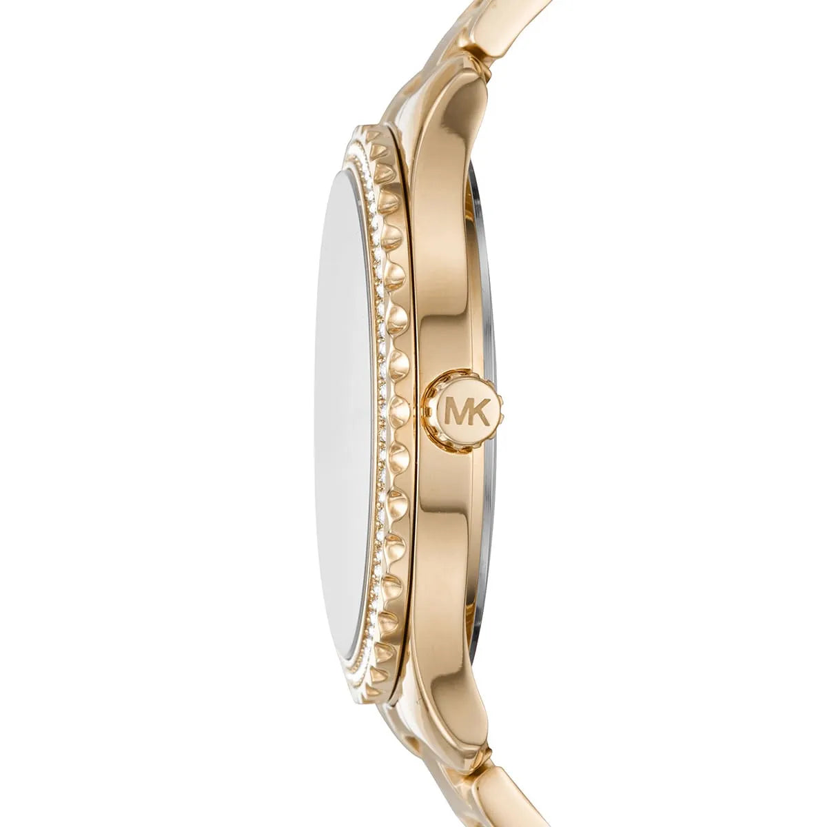 Side profile of Michael Kors Layton MK6870 gold stainless steel watch