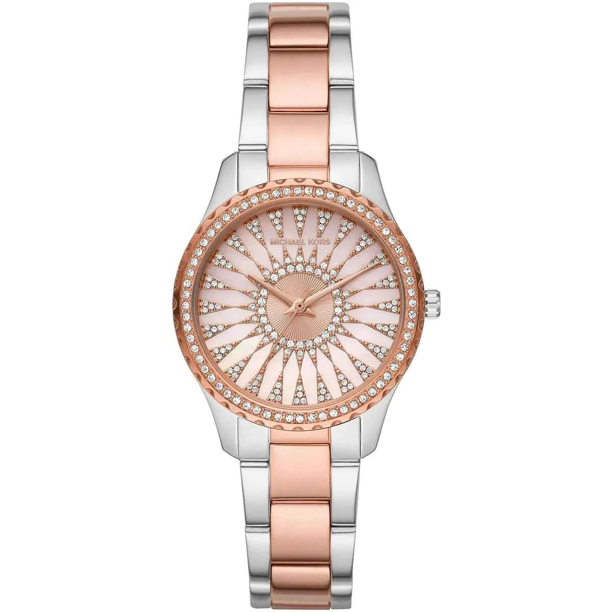 Michael Kors Layton MK6894 Women's Pink Dial Silver & Rose Gold Stainless Steel Watch