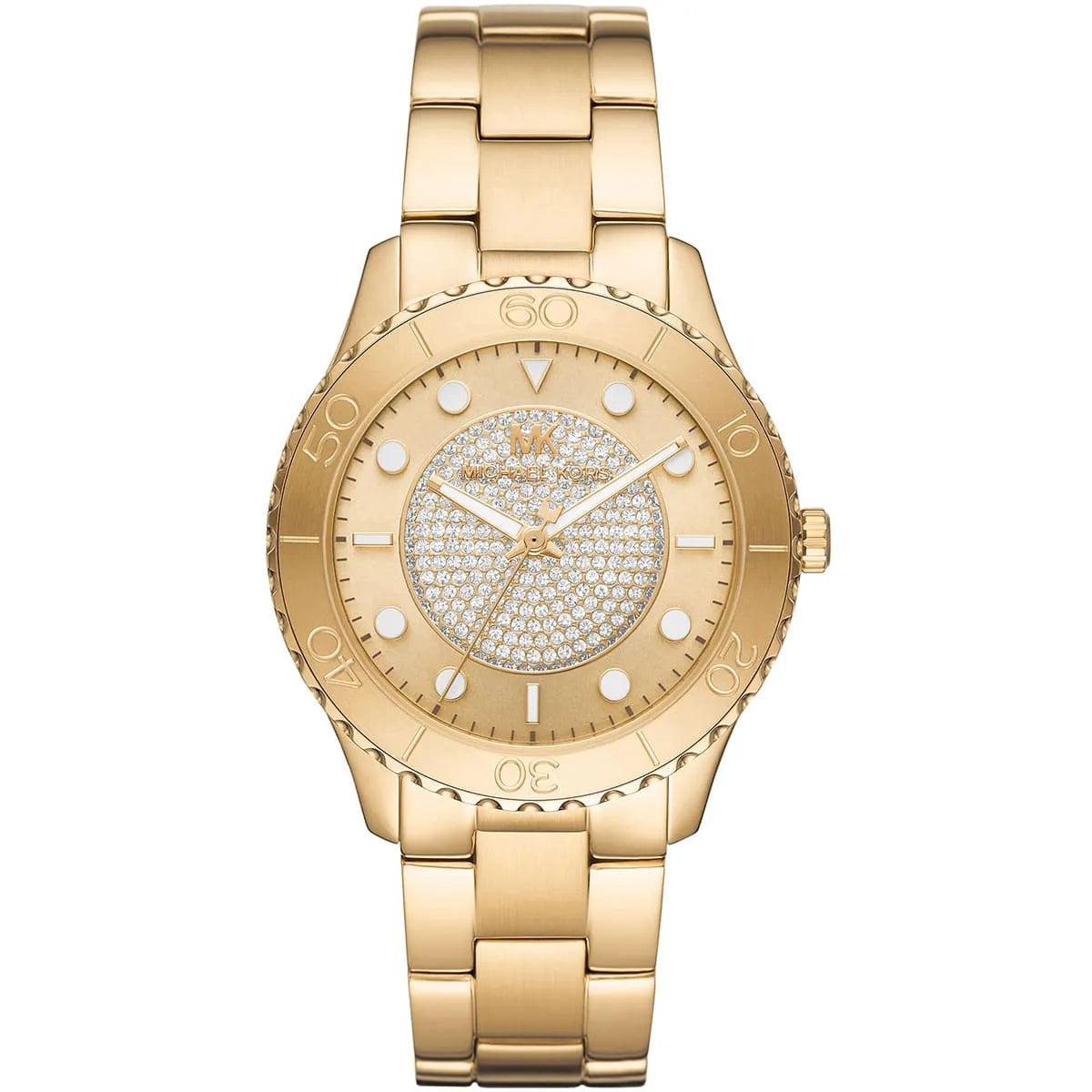 Michael Kors Runway MK6911 women's gold dial gold stainless steel watch front view