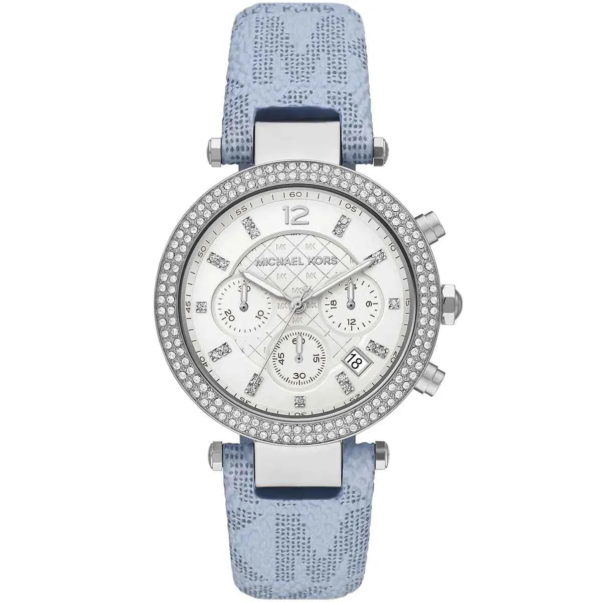 Michael Kors Parker MK6936 Women's White Dial Blue Polyurethane Strap Watch