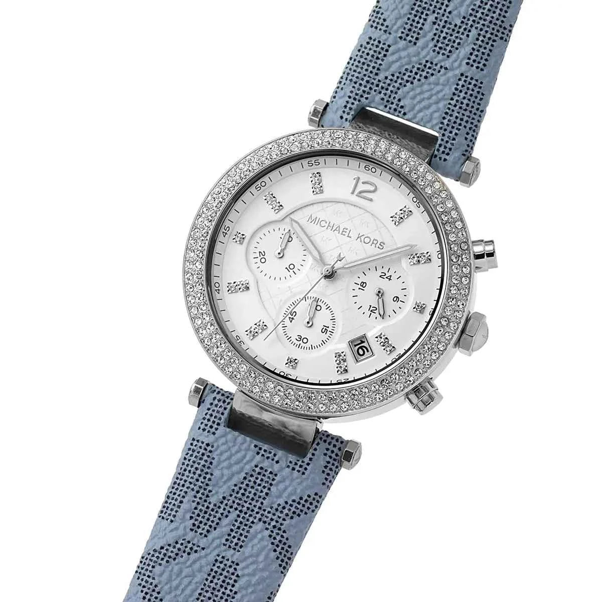 Michael Kors Parker MK6936 Women's White Dial Blue Polyurethane Strap Watch