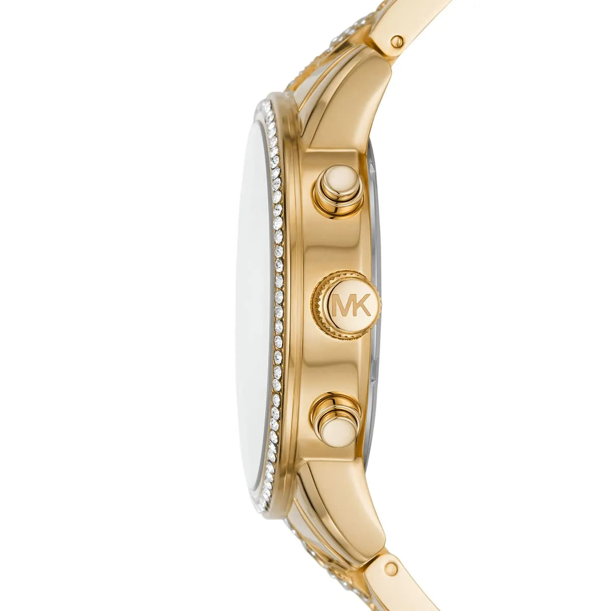 Side profile of Michael Kors Ritz MK6937 gold stainless steel watch