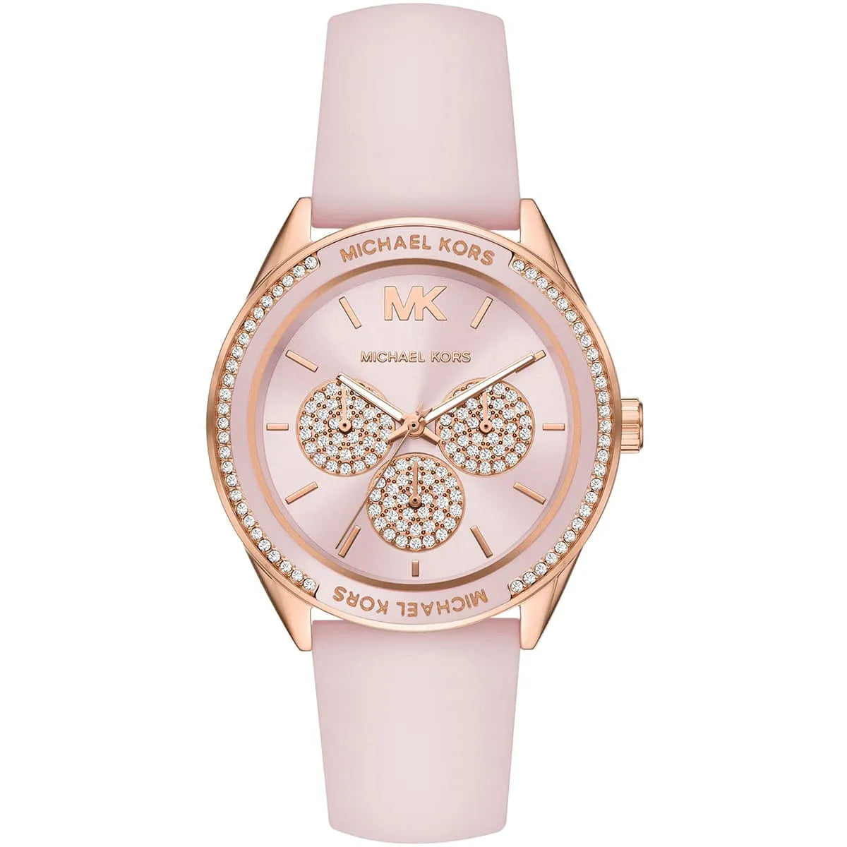 Michael Kors Jessa MK6946 women's pink dial pink leather watch front view