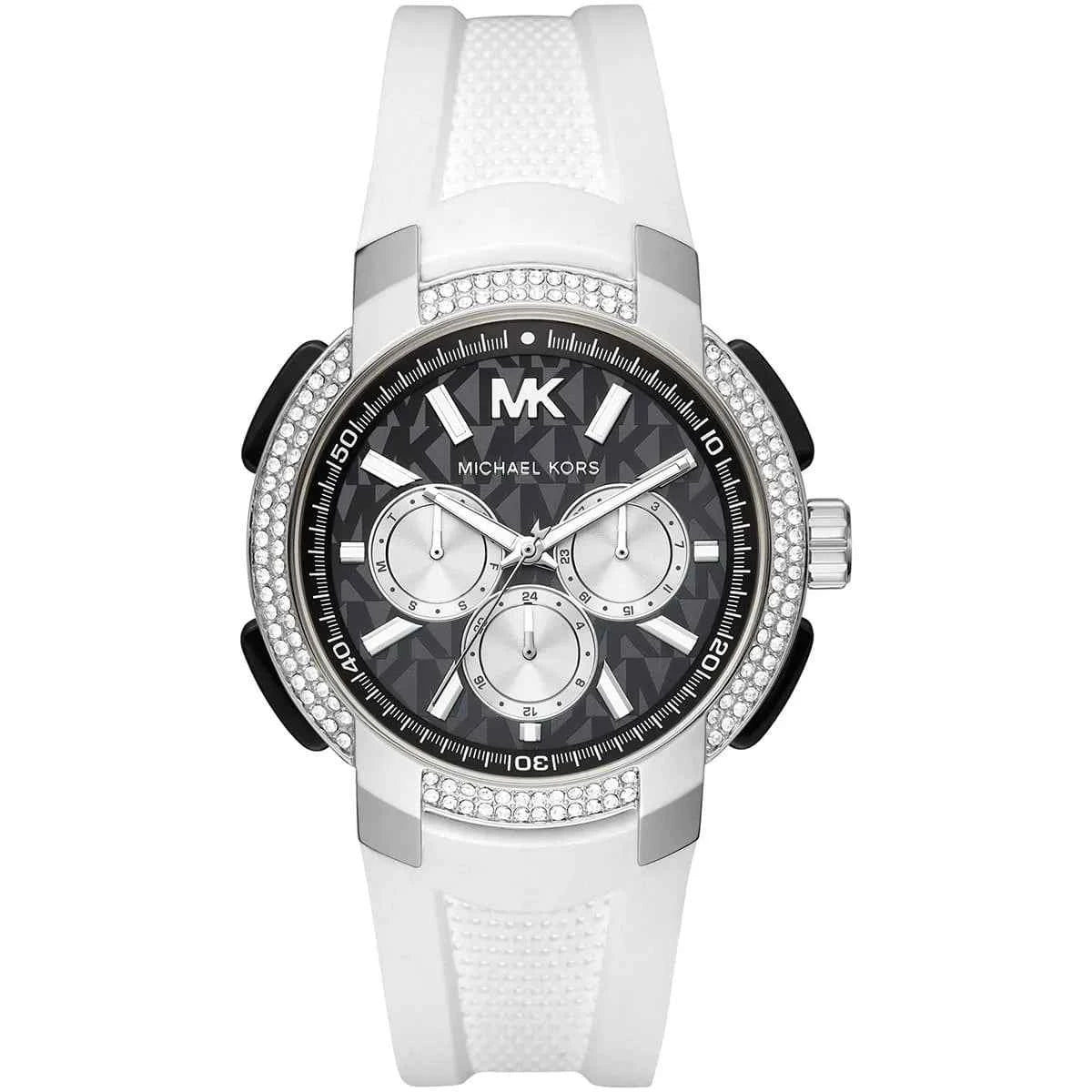 Michael Kors Sidney MK6947 Women's Black Dial White Silicone Rubber Watch