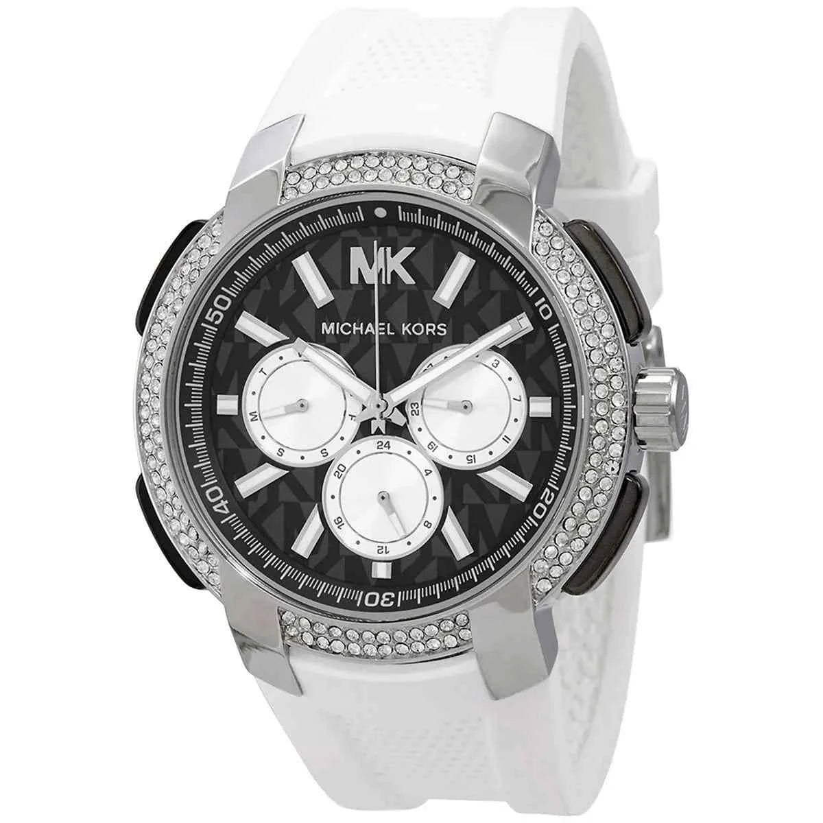 Michael Kors Sidney MK6947 Women's Black Dial White Silicone Rubber Watch