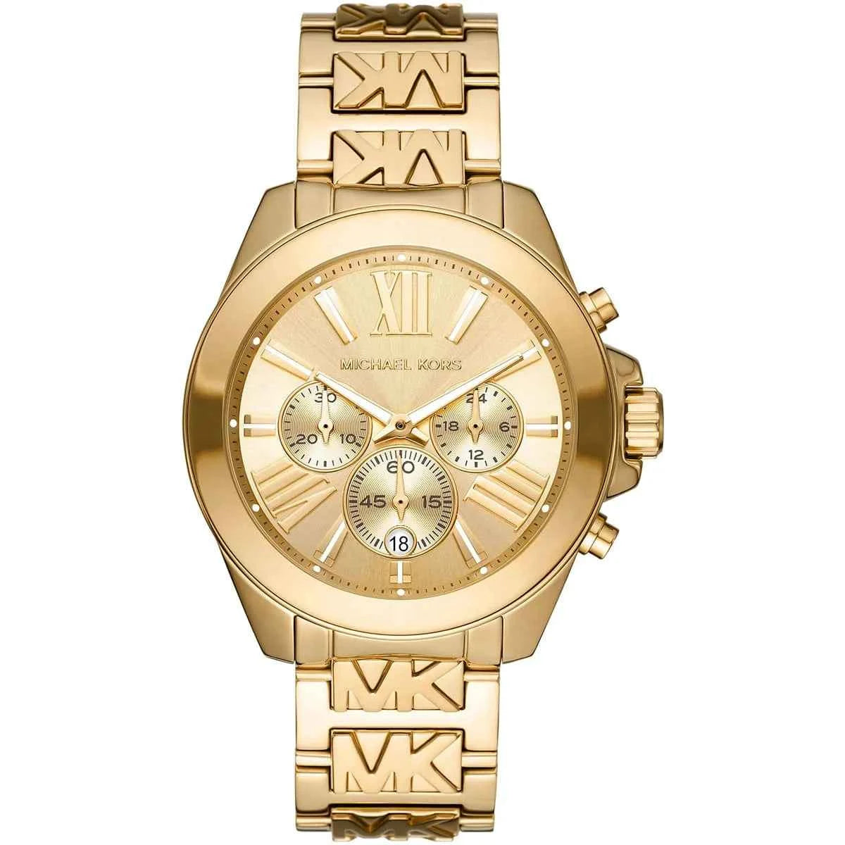 Michael Kors Wren MK6952 women's gold dial gold stainless steel watch front view